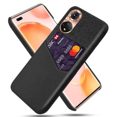 Imagem de Capa para Honor 50 SE,Anti-deslizamento,Proteção contra quedas de 360°,Resistência à impressão digital,Tela e caso de couro PU com 1 slot de cartão atrás-Black