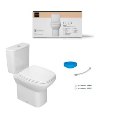 Imagem de Kit Bacia Caixa Acoplada 3/6 Lts+compl Instalacao+assento Plastico Fle