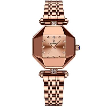 Imagem de Relógio Feminino De Quartzo Casual Design Criativo Em Aço Inoxidável à Prova D´agua Rose