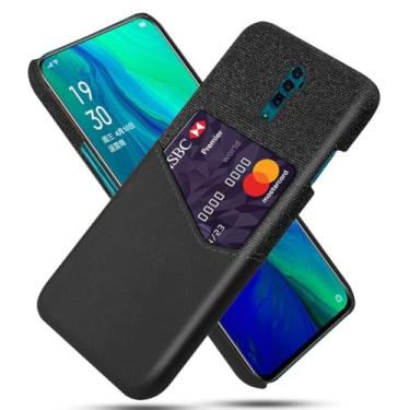 Imagem de Capa para OPPO Reno 10X Zoom,Anti-deslizamento,Proteção contra quedas de 360°,Resistência à impressão digital,Tela e caso de couro PU com 1 slot de cartão atrás-Black