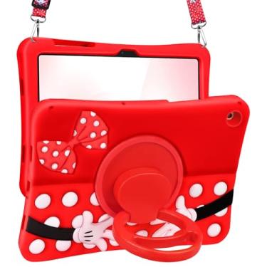Imagem de Lotadilo Capa fofa para Galaxy Tab A9 Plus 28 cm 2023 - Design 3D de silicone para meninas, mulheres, adolescentes, desenho kawaii, suporte macio com cordão ponta vermelha para tablet Samsung A9+