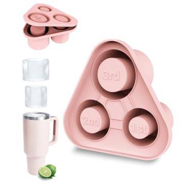 Imagem de Molde de gelo para copo Stanley – Bandeja de silicone para cubos de gelo com tampa para copo Stanley de 590 a 1134 ml, fácil de encher e liberar, máquina de gelo cilíndrica reutilizável para água