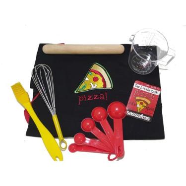 Imagem de Conjunto para fazer pizza Little Cook Sassafrás com avental e ferramen