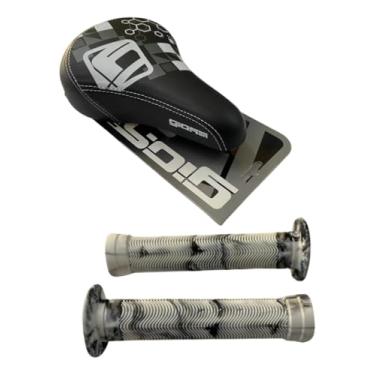 Imagem de Kit Selim e Manoplas Gios para BMX Freeride e Wheeling, Selim Anatômico e Manoplas Ergonômicas, Branco