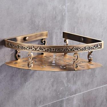 Imagem de Prateleiras De Canto Para Chuveiro E Banheiro Prateleiras De Shampoo Esculpidas Em Alumínio Bronze Antigo Para Armazenamento Rack De Drenagem Suporte De Garrafas De Tempero, Single Corner