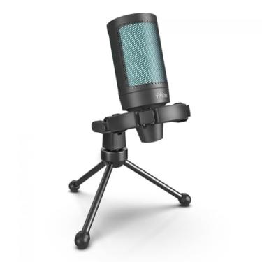 Imagem de Microfone Condensador USB Fifine A2, RGB com 7 Cores, Padrão Cardioide, Tripé e Shock Mount, Preto