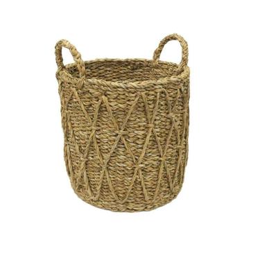 Imagem de Cesto em Seagrass Fibra Natural Trançado com Alças Caubi 30cm - Jolitex