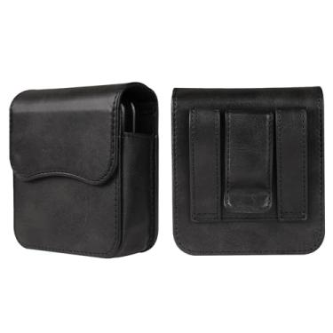 Imagem de Bolsa de couro para celular com presilha para cinto compatível com Samsung Galaxy Z Flip 7/6/5/4/3/2/5G, suporte de cinto masculino para smartphone, capa de transporte para celular, pochete com clipe