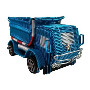 Imagem de simhoa Modelo de caminhão basculante, brinquedo artesanal de consumo artesanal, carro de engenharia de arame de alumínio para crianças