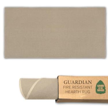 Imagem de Goods of the Woods Tapete retangular de fibra de vidro bege 2 x 4 – proteção à prova de fogo de 537 °C, certificação NFPA classe 1, 50% mais grosso, revestimento de vinil antiderrapante – lareira