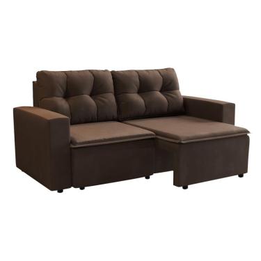 Imagem de Sofá 3 Lugares Retrátil Amsterdã II Suede Marrom 210 cm