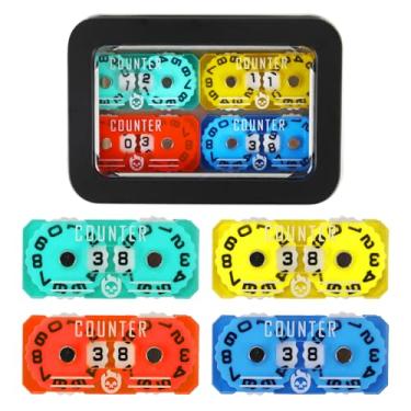 Imagem de SIXPOINTS 4Pcs Acrylic Mini Life Counter with Metal Box Compatible with Magic The Gathering Commander Deck, LCG/RPG/D&D/MTG/CCG/TCG Gaming Table Games