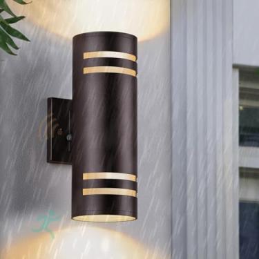 Imagem de Luzes de parede externas com sensor de movimento IP65 à prova d 'água alumínio moderno arandelas de parede porta frontal iluminação para cima e para baixo lâmpadas de parede interna/externa jardim