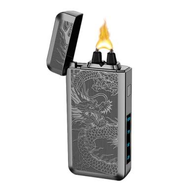 Imagem de SKRFIRE Isqueiros de Plasma Recarregáveis Dragão USB Isqueiro, Isqueiro Elétrico À Prova de Vento Eletrônico Arco Chama Isqueiro com Display LED de Energia para Vela, Incenso, Presentes para Homens