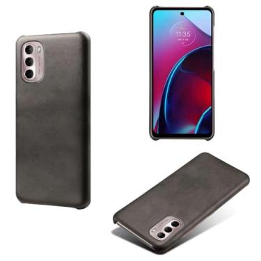 Imagem de Capa para MOTO G5 5G 2022,Proteção contra quedas,Casca de volta de cor sólida simples,Design de couro de imitação de plástico-Black