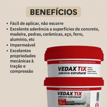 Imagem de Adesivo Estrutural Epóxi Compound Tix Cinza 1kg Vedax Tix
