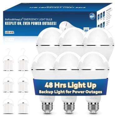 Imagem de Lâmpadas recarregáveis de emergência BORCCdit KeepLit, pacote com 6