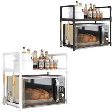 Imagem de Prateleira Para Organizar Forno Microondas Cozinha Rack Organizador Ajustavel Multiuso Sortido (Preto ou Branco)