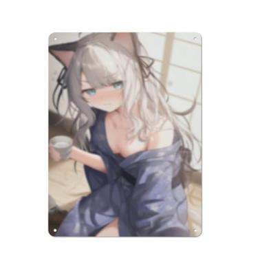 Imagem de Cartaz de arte de menina de anime sexy quente placa de estanho vintage decoração de parede pôster 30,5 x 40,6 cm, AF159