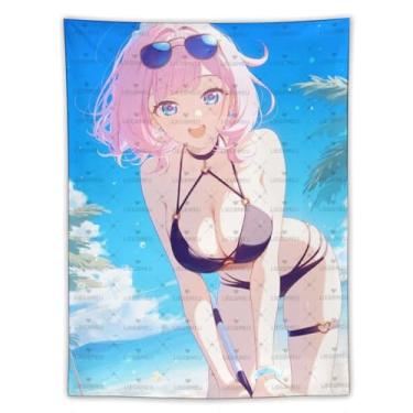 Imagem de LIEGBMEU Sexy Bikini Hot Anime Girl Tapeçaria 152.4 cm x 203.2 cm Interior Exterior Wall Quilt Art Decoração de Tapeçaria Caprichosa, Aa042