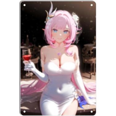Imagem de DKLOWK Anime Sexy Bikini Hot Girl Pinup Girl Metal Tin Sign Wall Art Christmas Poster Decor for Home Bar Club Bedroom Bathroom Man Cave Otaku 30 x 40 cm