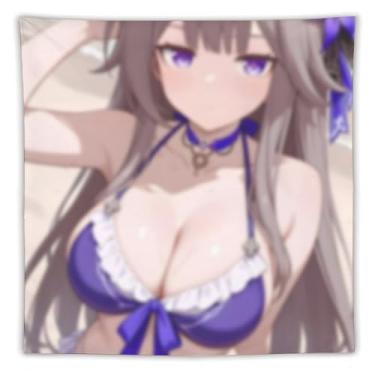Imagem de LIEGBMEU Sexy Bikini Hot Anime Girl Tapeçaria 152.4 cm x 152.4 cm Interior Exterior Wall Quilt Art Decoração de Tapeçaria Caprichosa, AC047