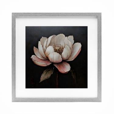 Imagem de Stupell Industries Impressão emoldurada vintage flor de lótus cinza design sob vidro por LSR Creative Studio, 40,6 x 40,6 cm