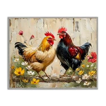 Imagem de Stupell Industries Design de arte giclée emoldurada cinza galos florais Country Chic por LSR Creative Studio, 40 x 50 cm