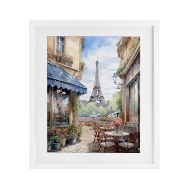 Imagem de Stupell Industries Impressão emoldurada branca sob vidro da Torre Eiffel vista da cidade por LSR Creative Studio, 16 x 13