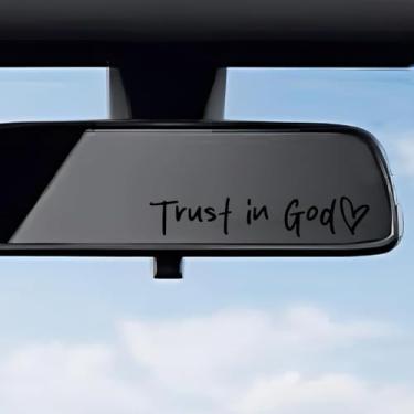 Imagem de 4 peças de adesivos de carro Trust in God Adaptados para espelhos retrovisores, janelas de carros, garrafas de água, laptops e outros acessórios adequados para homens ou mulheres (preto)