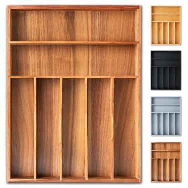 Imagem de Organizador de talheres, organizador de utensílios de 31 cm, organizador de gaveta de cozinha, suporte de talheres de acácia, organizador de talheres em gaveta organizadora de talheres (7