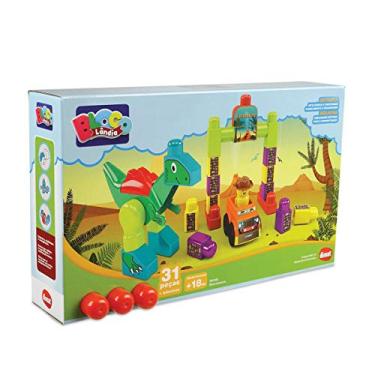 Imagem de Blocossauro da Dismat - Parque dos Dinossauros com 31 Peças, Inclui Minifigura de Dinossauro, Brinquedo Educativo para Montar, Estimula Criatividade e Habilidades Motoras