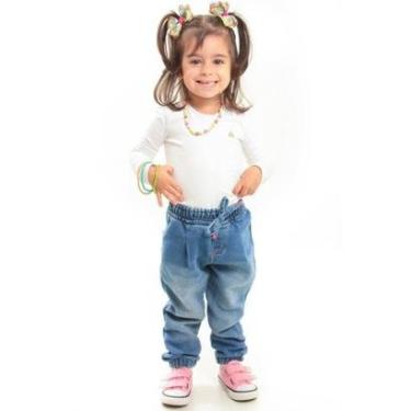 Imagem de Calça Infantil Jeans Moletom Jogger Baby Menina-Feminino