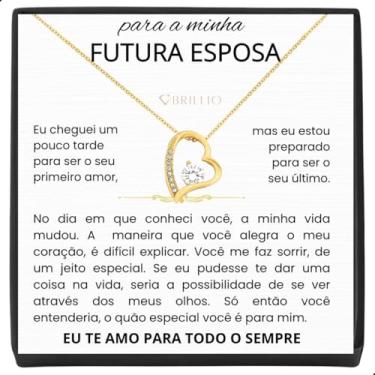 Imagem de Presente Para A Minha Futura Esposa Colar Feminino Banhado a Ouro 18K + Caixa + Cartão Presente