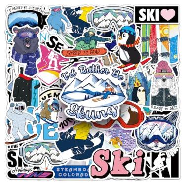 Imagem de 100PCS Skiing Stickers,Winter Ski Decals Vinyl Waterproof Stickers for Surfboard, Water Bottle Journal & Scrapbook, Waterproof Decals for Laptop Luggage Skateboard Guitar