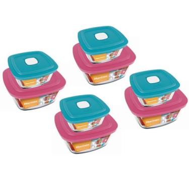 Imagem de 8 Potes de Vidro Com Tampa 2 Tamanhos Marinex Facilita Vap