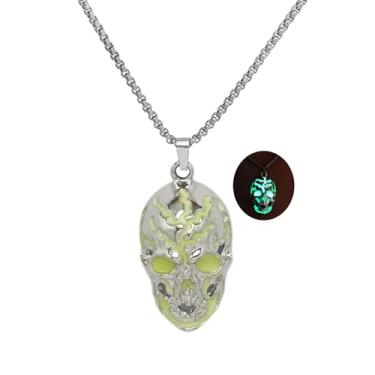 Imagem de GZUQRSK Colar com coração e caveira de aranha para homens, pingente de animal luminoso, pingente de pingente masculino, joia de Halloween que brilha no escuro, 1, Metal, Sem Pedra Preciosa