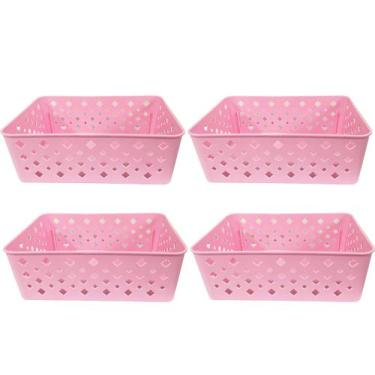 Imagem de Kit 4 Cesto Multiuso Organizador Premium Rosa 123Organizei - 123 Organ