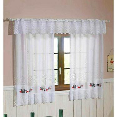 Imagem de Cortina Cozinha 2,00 X 1,20M Renda Panela De Pressão - Interlar