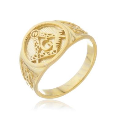 Imagem de Anel Maçonaria Maciço Ouro Amarelo 18 Kl - Juniorjoiaspiracicaba, 16