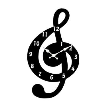 Imagem de Ｂｅｓｇａ Relógio de parede minimalista de madeira com desenho animado, relógio pendurado com nota musical para sala de jantar, decoração de parede para