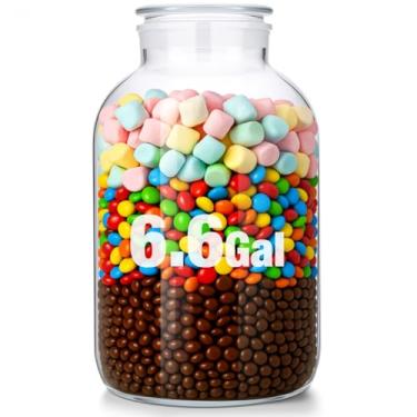 Imagem de Maxdot Frasco de vidro grande com tampa de airlock de 16 litros, frascos de vidro de armazenamento de boca larga, frasco de fermentação com cordas, jarro de fermentação para vinificação