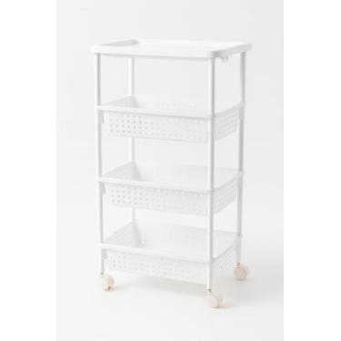 Imagem de Carrinho Multiuso Branco 4 Prateleiras Organizador Banheiro - Yeet