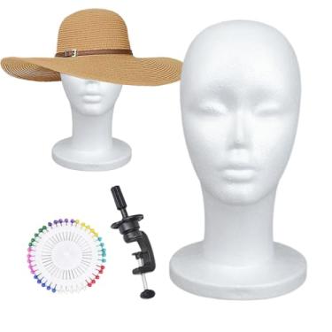 Imagem de Cabeça De Espuma, Cabeça De Manequim Em Espuma Para Exposição, Display Branco Estética Prática Estilização Para Postiços Chapéus Joias Fones Lenços Óculos