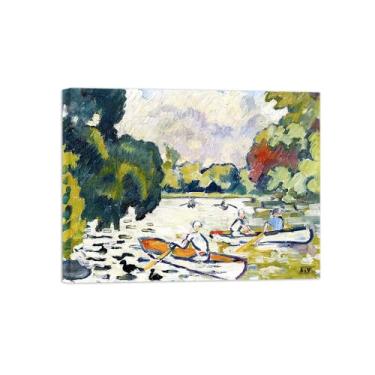 Imagem de Impressão em tela de paisagem, pintura famosa, arte de parede, barcos, 3 pôsteres para decoração de sala de estar pronto para pendurar tela embrulhada 60x80cm24x31in