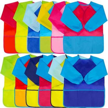Imagem de Kids Art Smocks, ziptops, aventais de pintura à prova d'água, pacote c