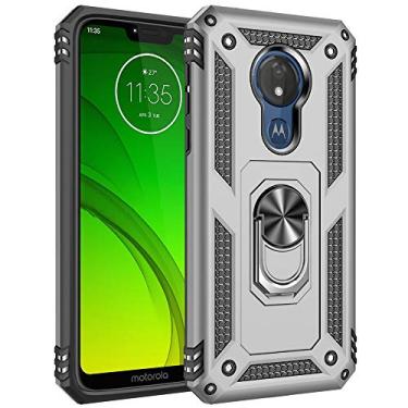 Imagem de Dishibei – Anel de grau militar com impacto de queda para Motorola Moto G7 Power Case 360 metal com suporte giratório para suporte magnético para montagem no carro Capa à prova de choque para celular Moto G7 Power, Sliver