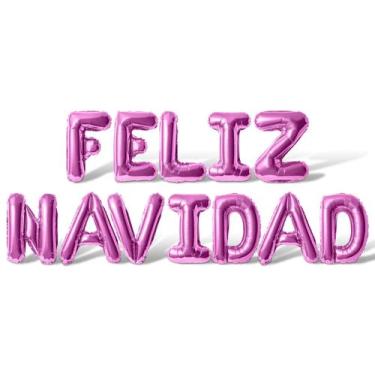 Imagem de Balões de letras FELIZ NAVIDAD 40cm Foil Mylar Balão rosa - Floating A