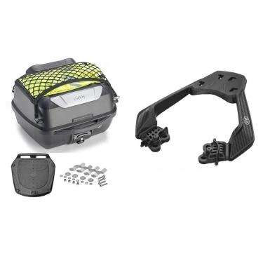 Imagem de Kit Baú 43L Monolock Adventure Givi E43nbr + Bagageiro Moto Cb300f Twister 2023 2024 Spto753 Scam