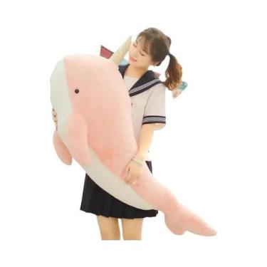 Imagem de Brinquedo De Pelúcia Baleia Azul Narval 60cm-120cm, Boneca De Unicórni